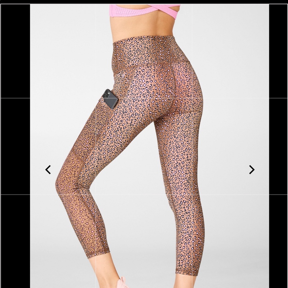Fabletics hot pink and leopard print set XS